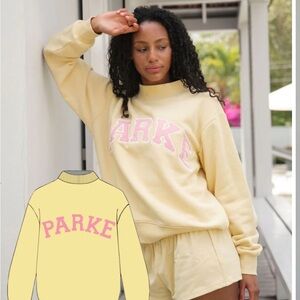 Parke Heritage Varsity Mockneck Yellow with Pink S/M